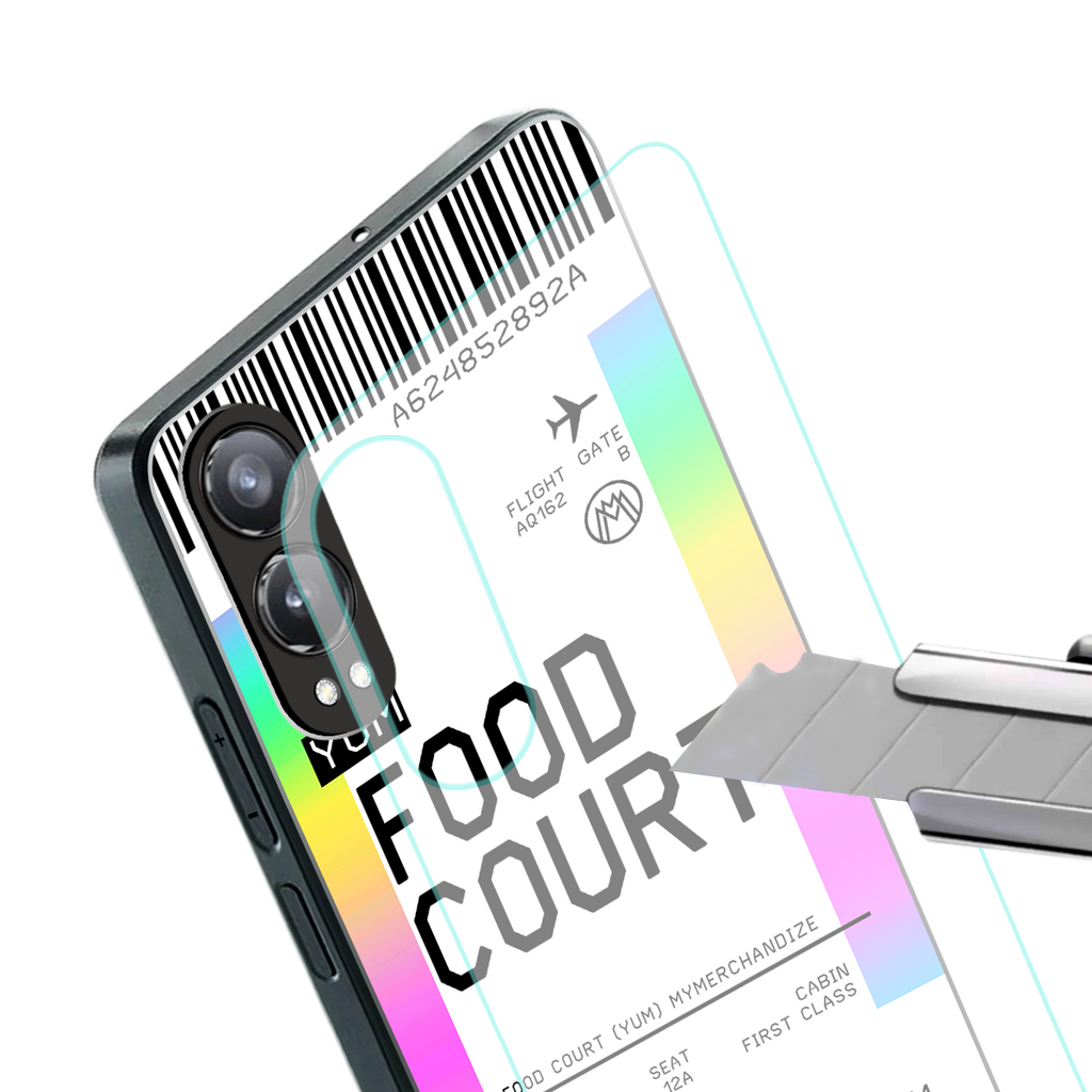 food court boarding pass ticket back phone cover | glass case for oneplus nord ce 4 lite