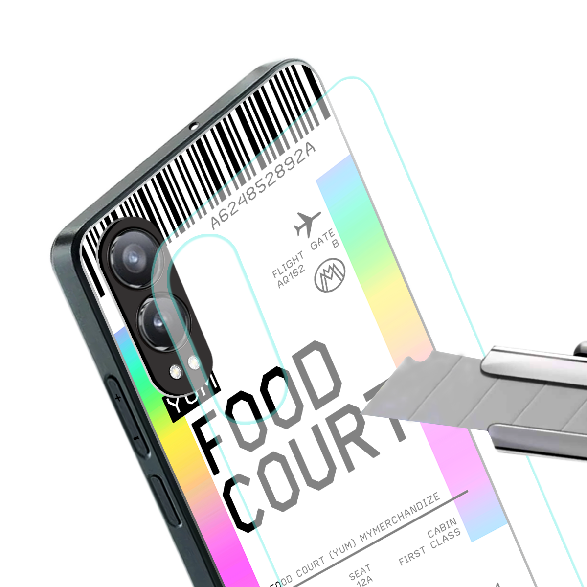 food court boarding pass ticket back phone cover | glass case for oneplus nord ce 4 lite