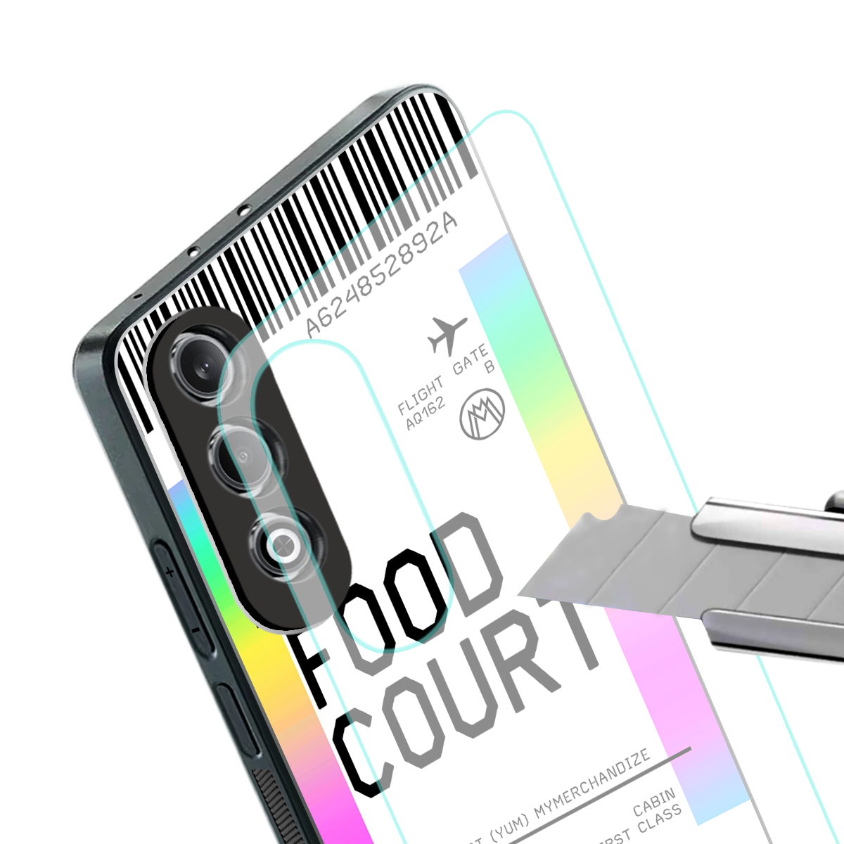 food court boarding pass ticket back phone cover | glass case for oneplus nord ce 4