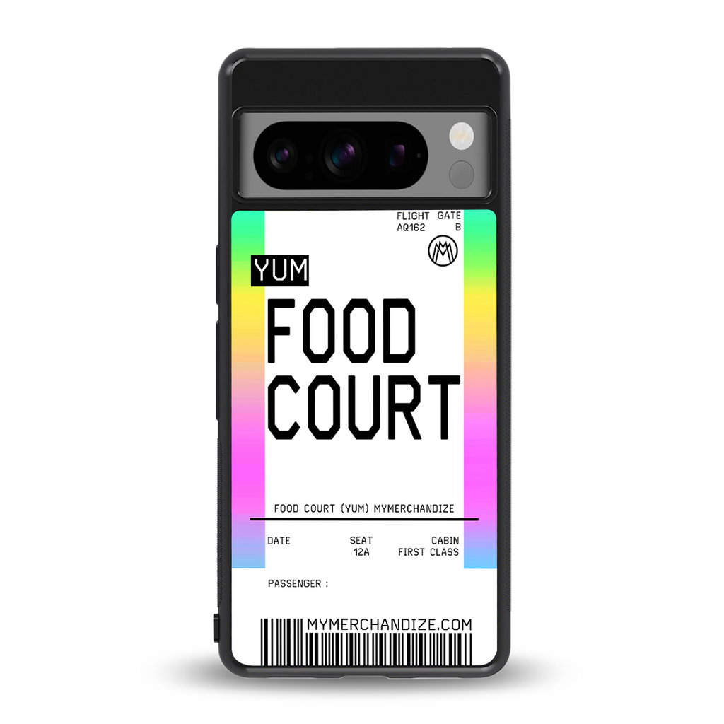 food court boarding pass ticket back phone cover | glass case for google pixel 8 pro