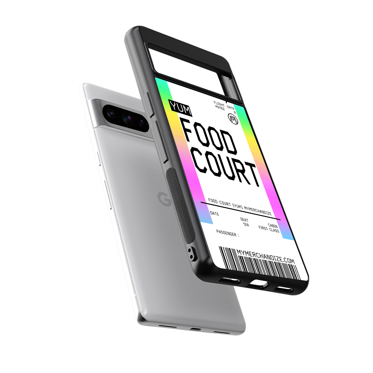 food court boarding pass ticket back phone cover | glass case for google pixel 8 pro