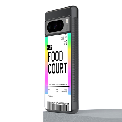 food court boarding pass ticket back phone cover | glass case for google pixel 8 pro