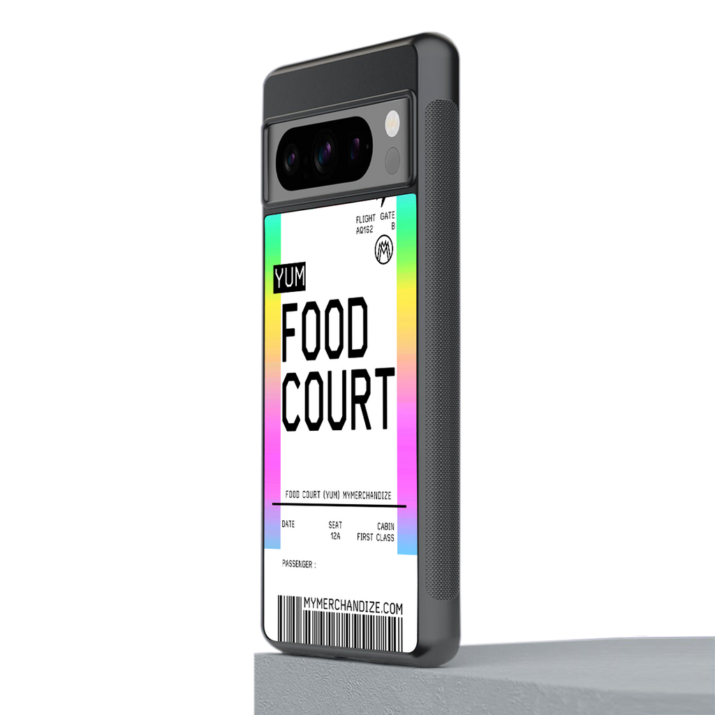 food court boarding pass ticket back phone cover | glass case for google pixel 8 pro