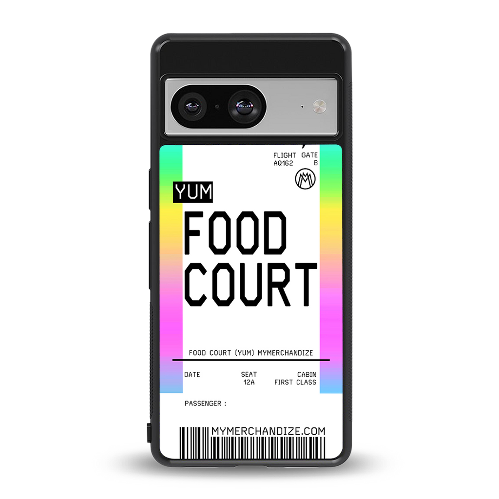 food court boarding pass ticket back phone cover | glass case for Google Pixel 8