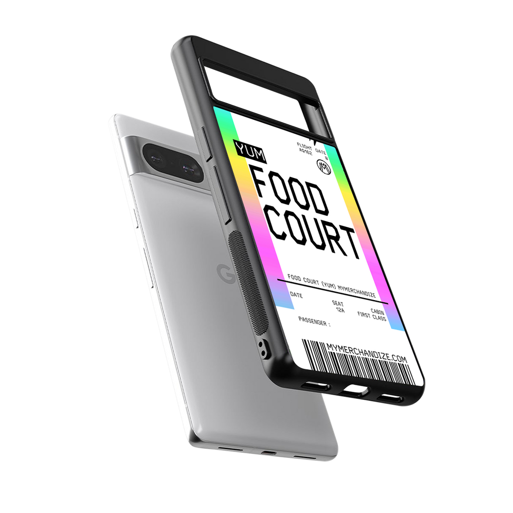 food court boarding pass ticket back phone cover | glass case for Google Pixel 8
