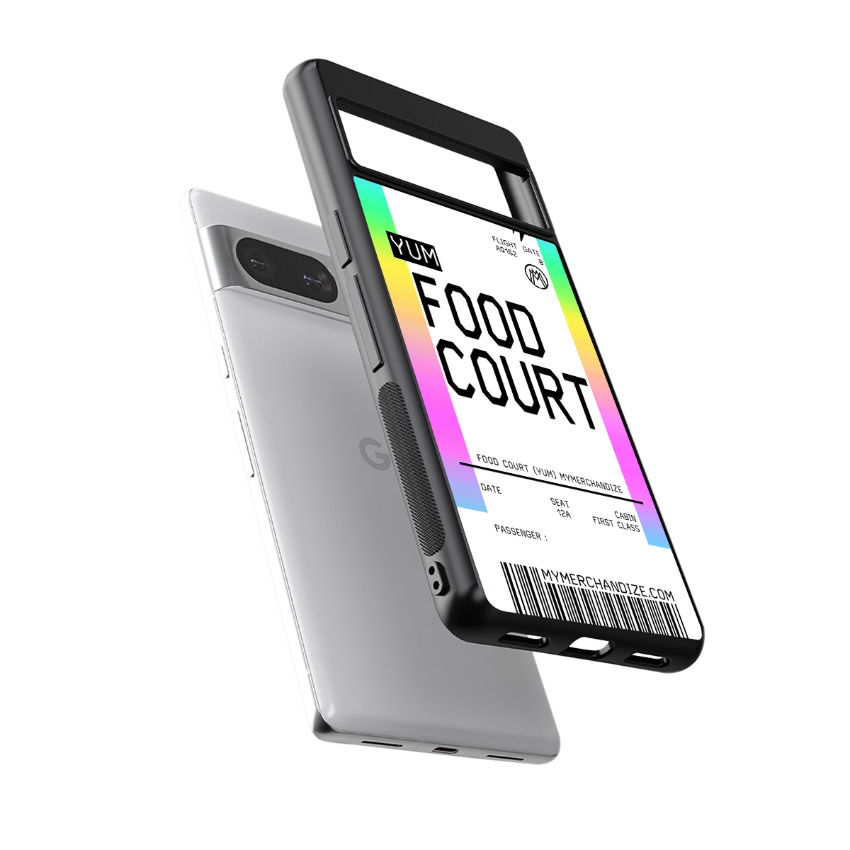 food court boarding pass ticket back phone cover | glass case for Google Pixel 8