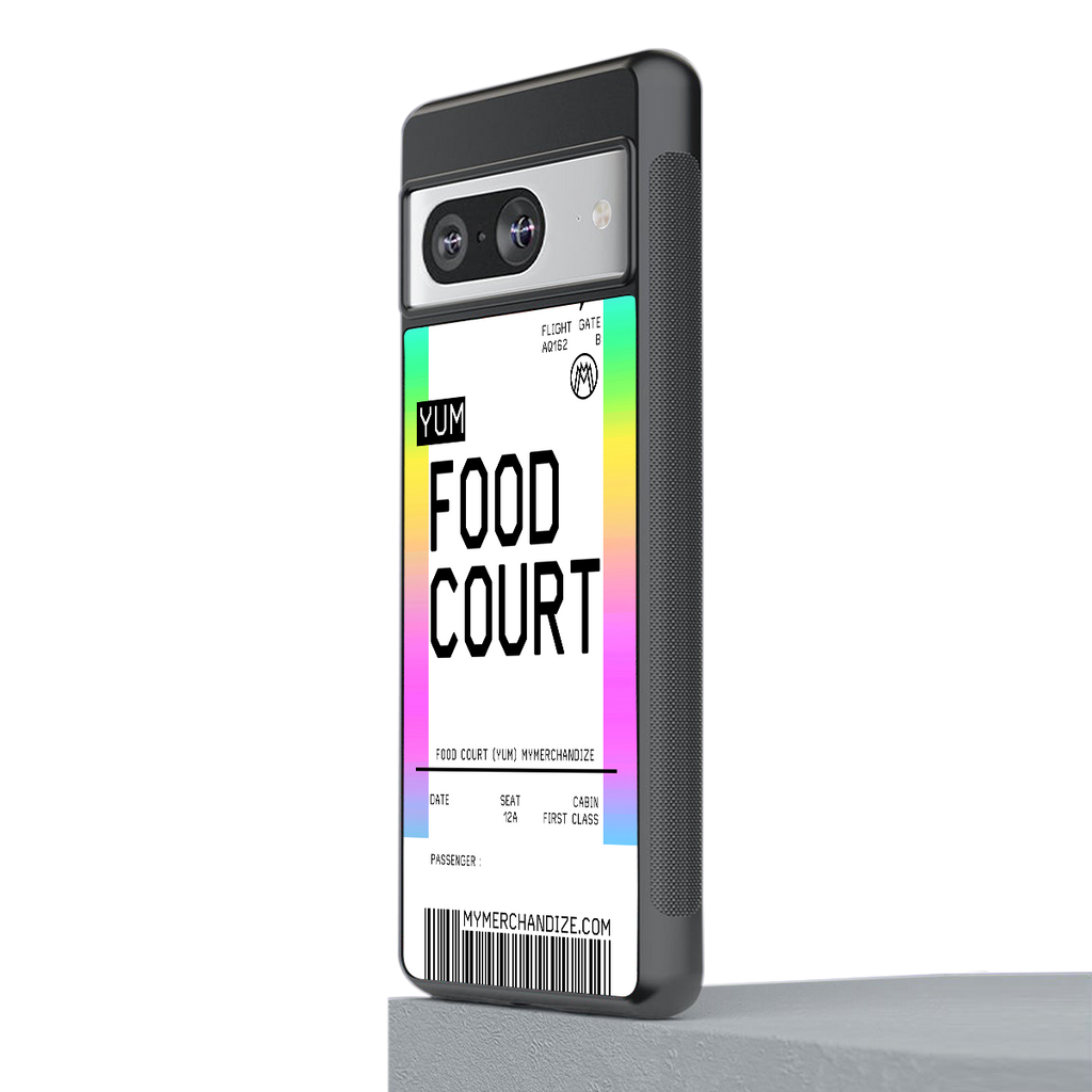 food court boarding pass ticket back phone cover | glass case for Google Pixel 8