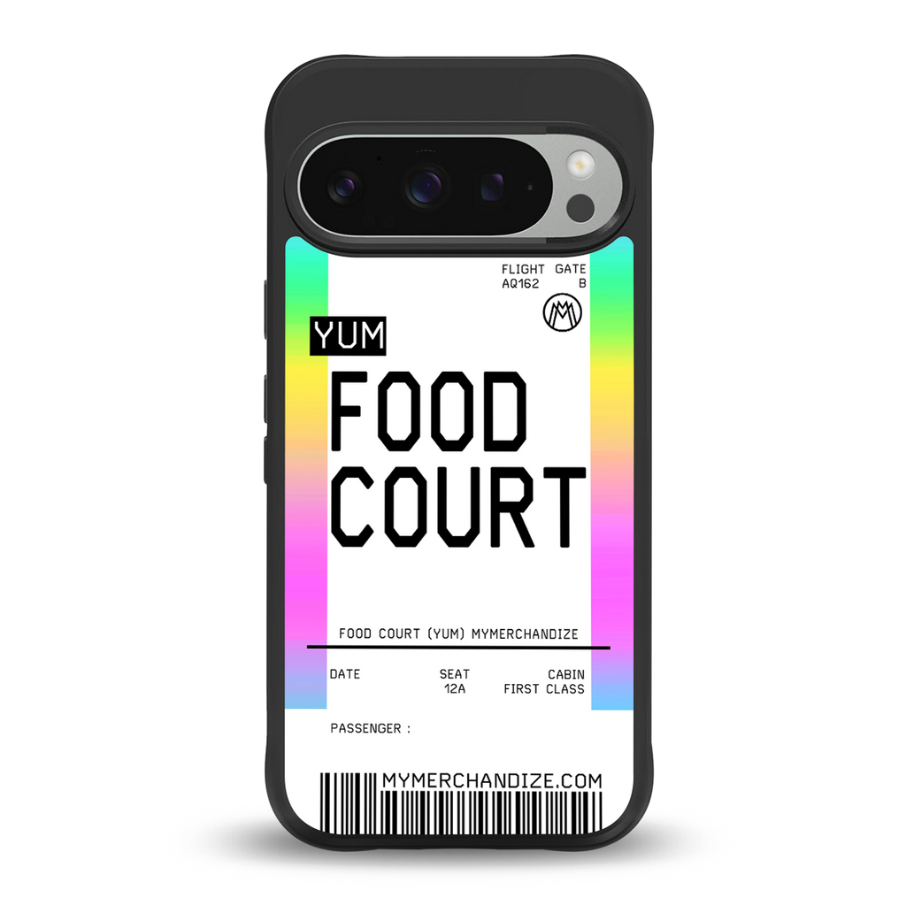 food court boarding pass ticket back phone cover | glass case for google pixel 9 pro xl