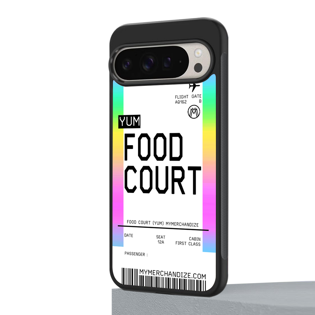 food court boarding pass ticket back phone cover | glass case for google pixel 9 pro