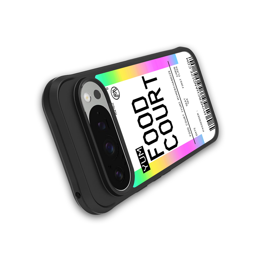 food court boarding pass ticket back phone cover | glass case for google pixel 9 pro
