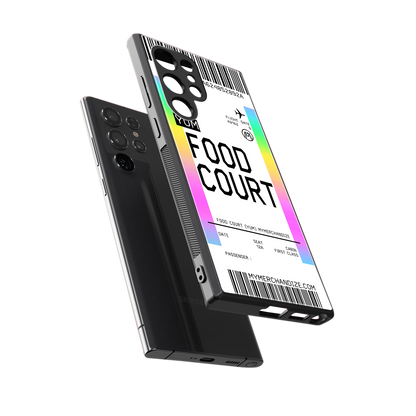 food court boarding pass ticket back phone cover | glass case for samsung galaxy s23 ultra