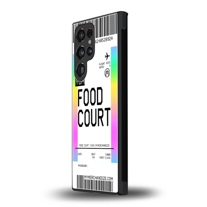 food court boarding pass ticket back phone cover | glass case for samsung galaxy s23 ultra