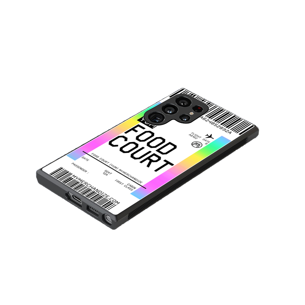 food court boarding pass ticket back phone cover | glass case for samsung galaxy s23 ultra
