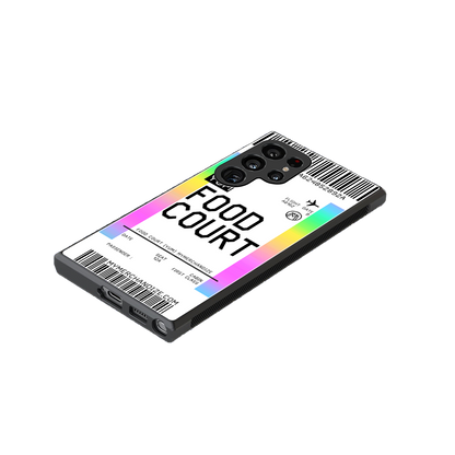 food court boarding pass ticket back phone cover | glass case for samsung galaxy s23 ultra