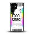 food court boarding pass ticket back phone cover | glass case for samsung galaxy s25 ultra