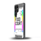 food court boarding pass ticket back phone cover | glass case for samsung galaxy s25 ultra