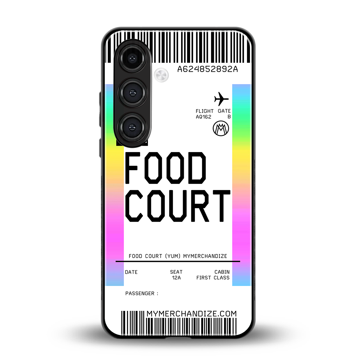 food court boarding pass ticket back phone cover | glass case for samsung galaxy s24