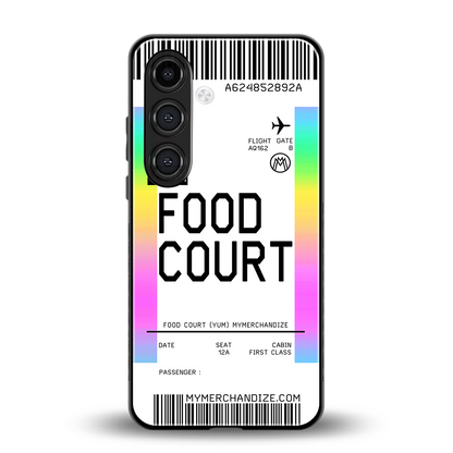 food court boarding pass ticket back phone cover | glass case for samsung galaxy s24 fe