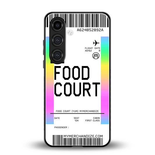 food court boarding pass ticket back phone cover | glass case for samsung galaxy s24 fe