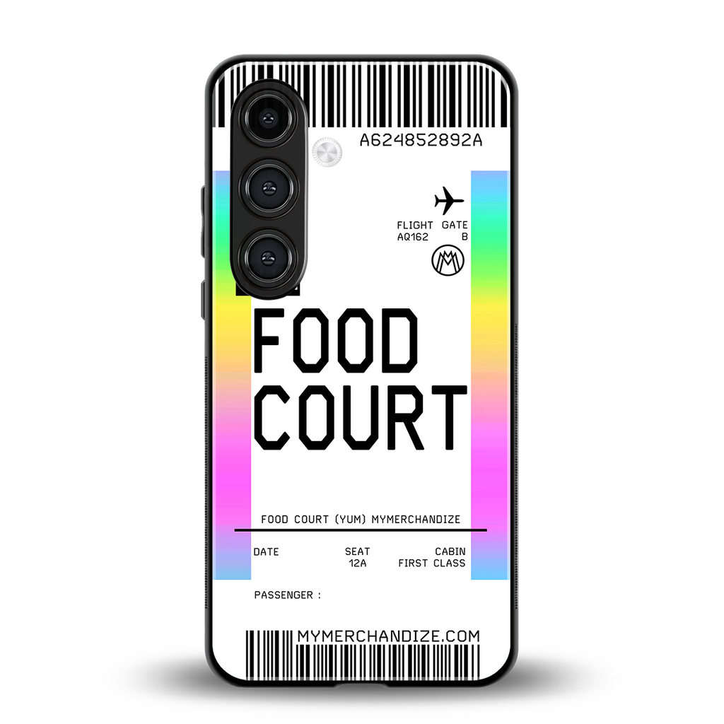 food court boarding pass ticket back phone cover | glass case for samsung galaxy s23 plus