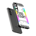 food court boarding pass ticket back phone cover | glass case for samsung galaxy s23 plus