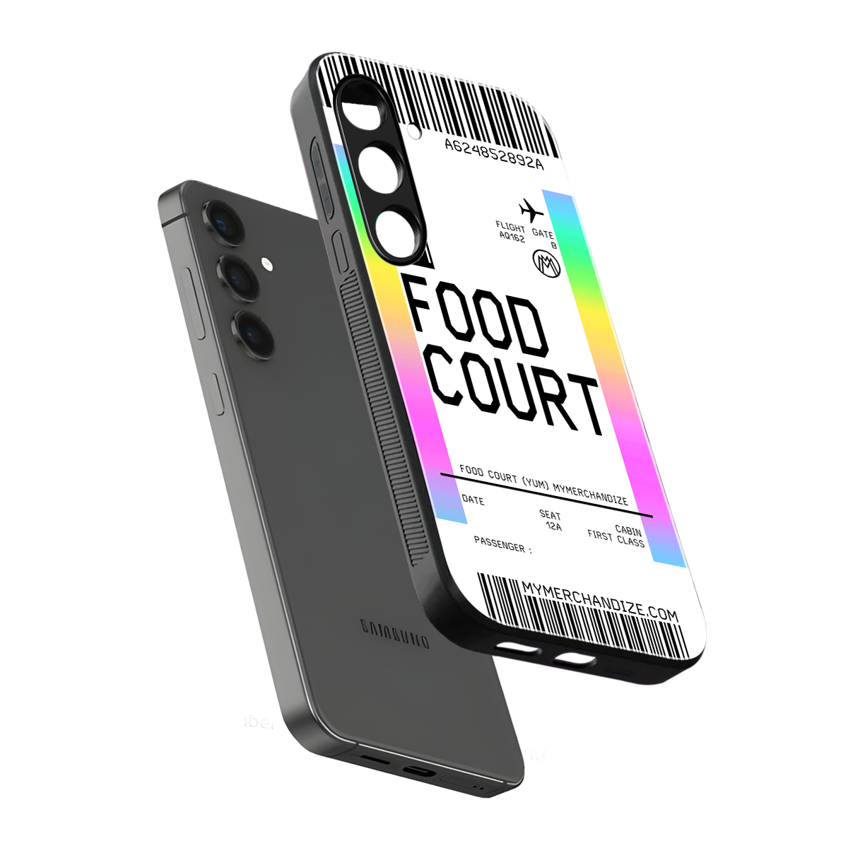 food court boarding pass ticket back phone cover | glass case for samsung galaxy s24 fe