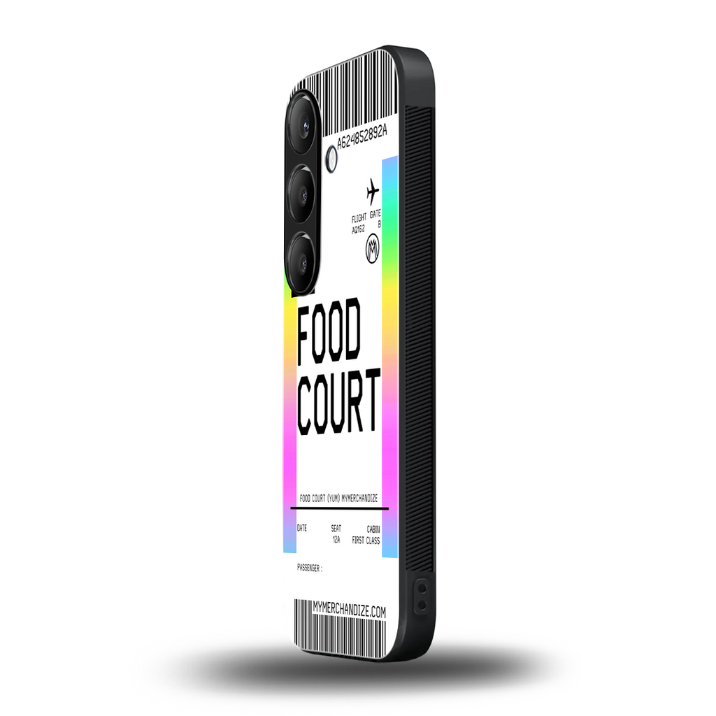 food court boarding pass ticket back phone cover | glass case for samsung galaxy s23 plus