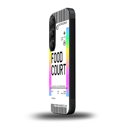 food court boarding pass ticket back phone cover | glass case for samsung galaxy s24 fe
