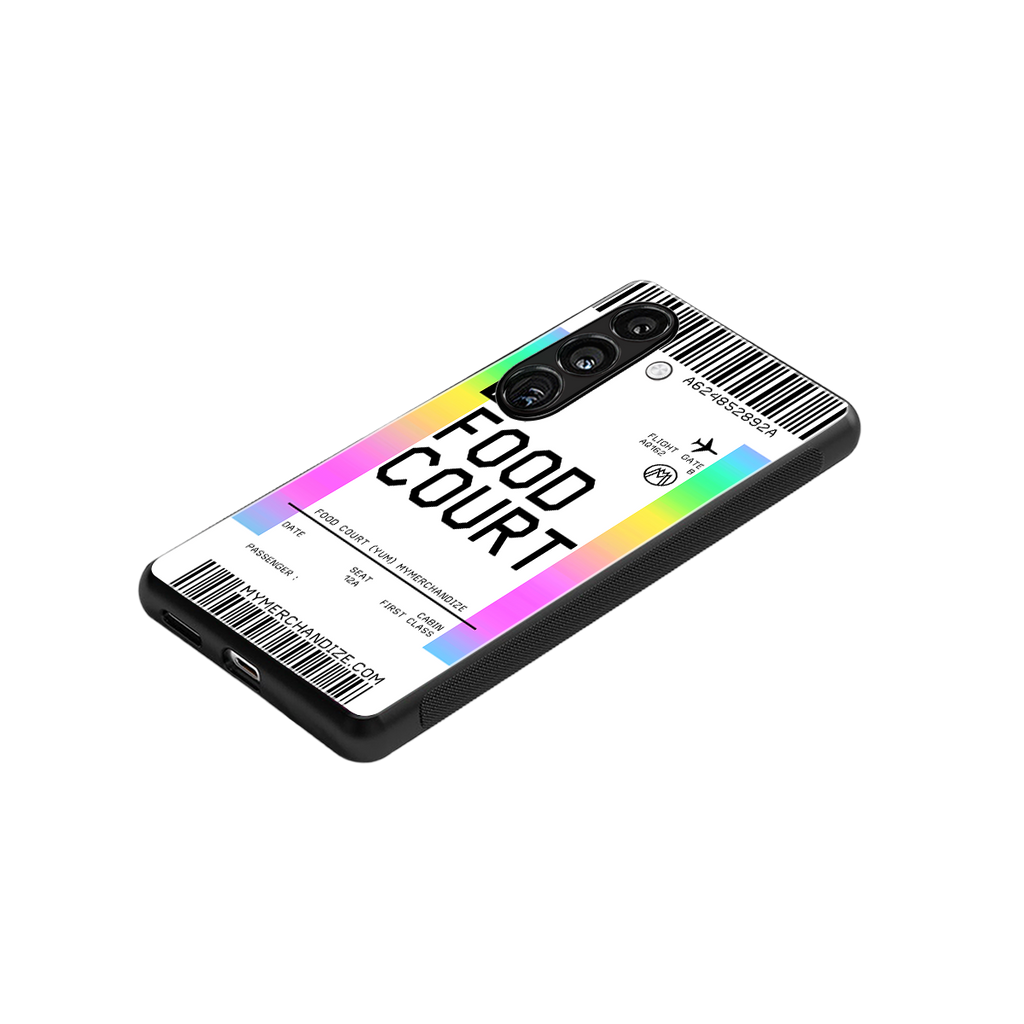 food court boarding pass ticket back phone cover | glass case for samsung galaxy s24 plus