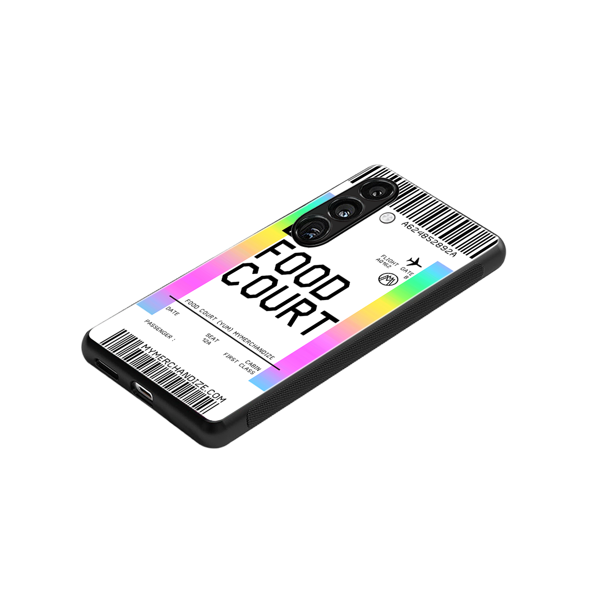 food court boarding pass ticket back phone cover | glass case for samsung galaxy s24 fe