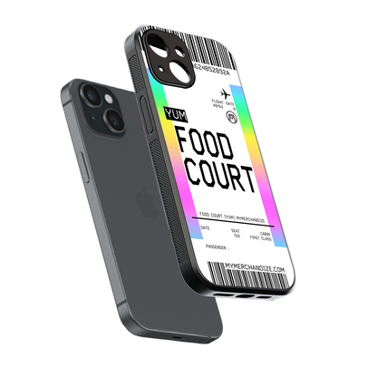 food court boarding pass ticket back phone cover | glass case for iphone 15