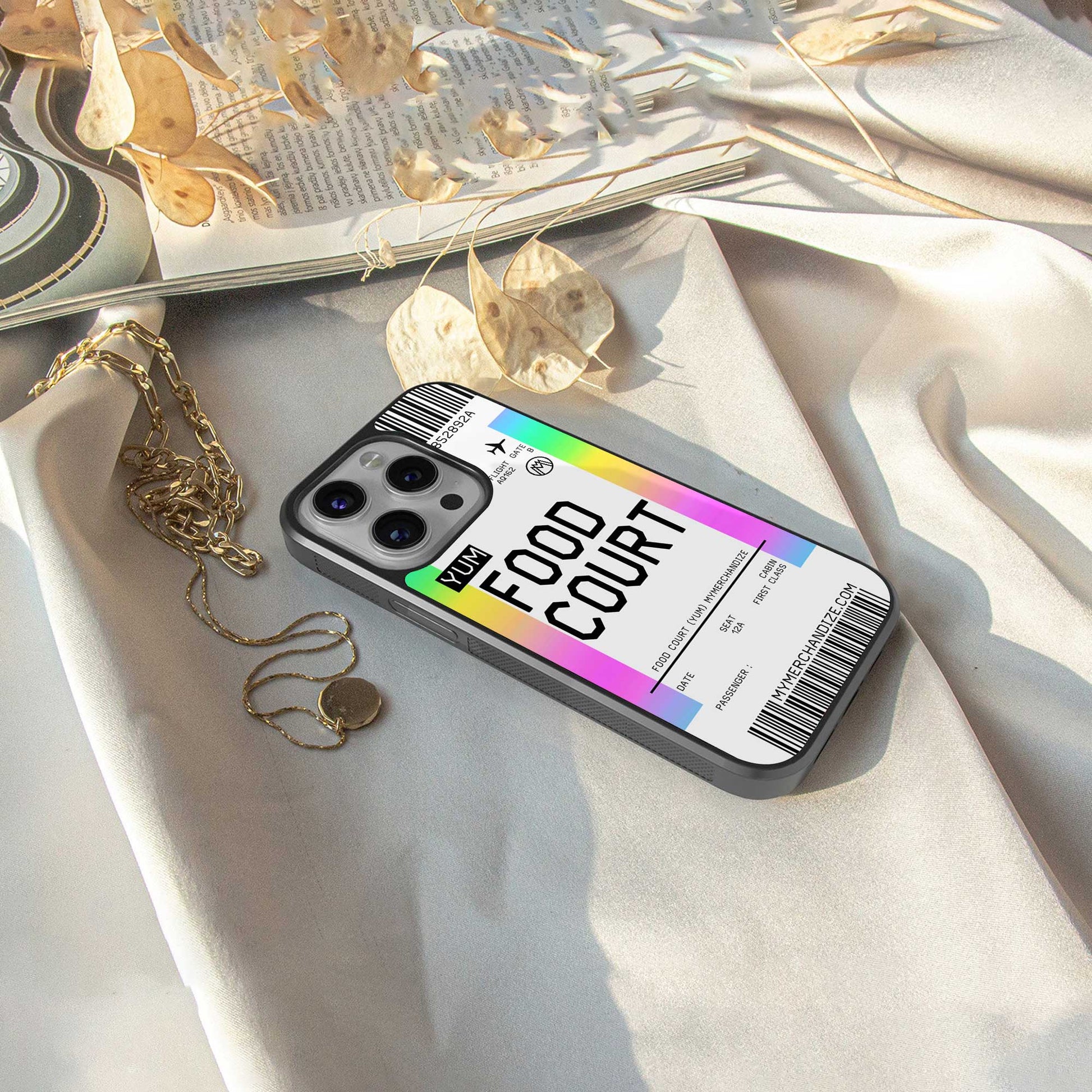 food court boarding pass ticket back phone cover | glass case for samsung galaxy s23 plus