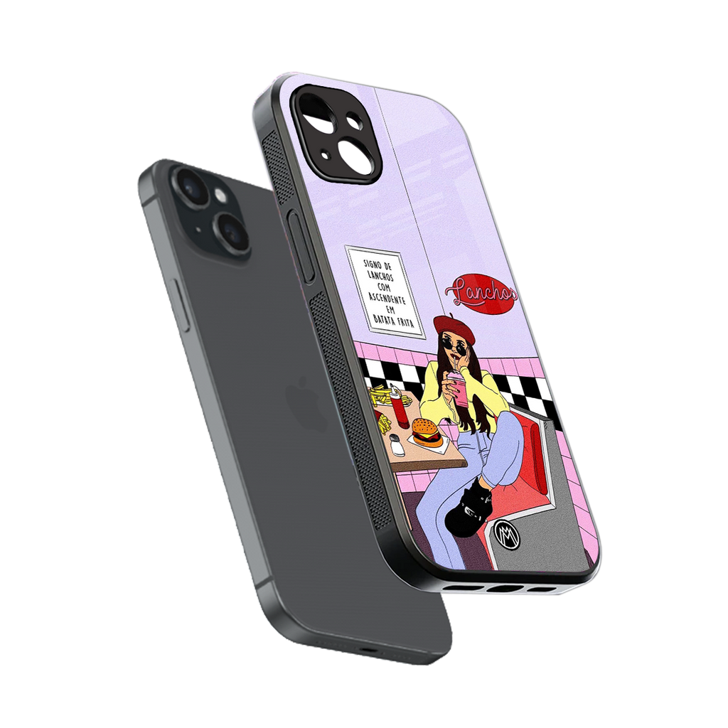 foodie diner back phone cover | glass case for iphone 15 plus