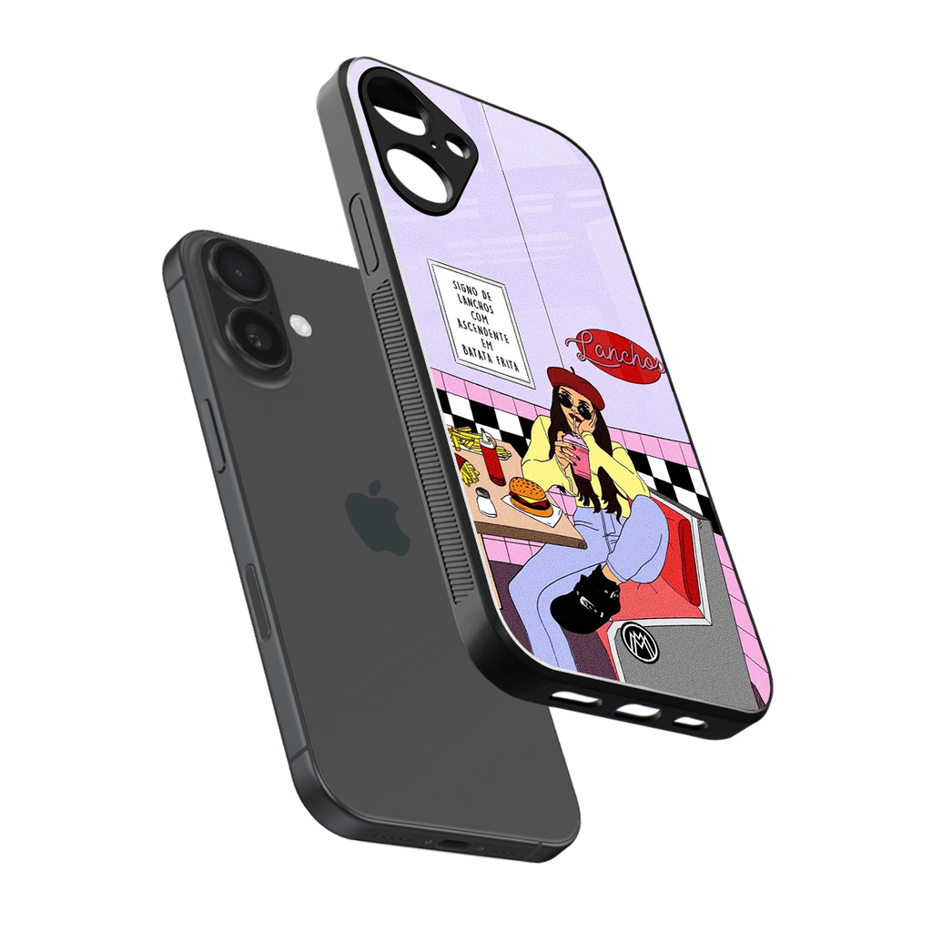 foodie diner back phone cover | glass case for iphone 16 plus