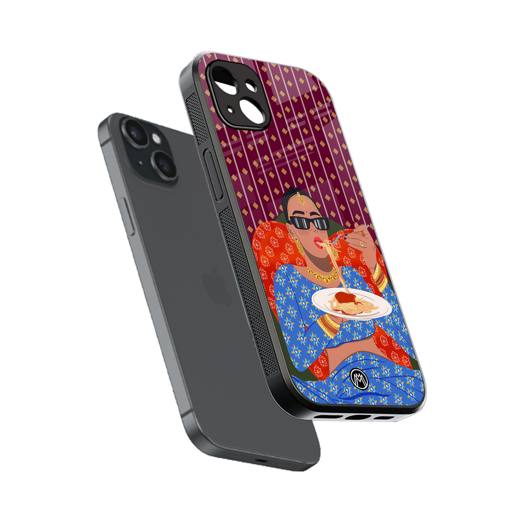 foodie queen back phone cover | glass case for iphone 15 plus