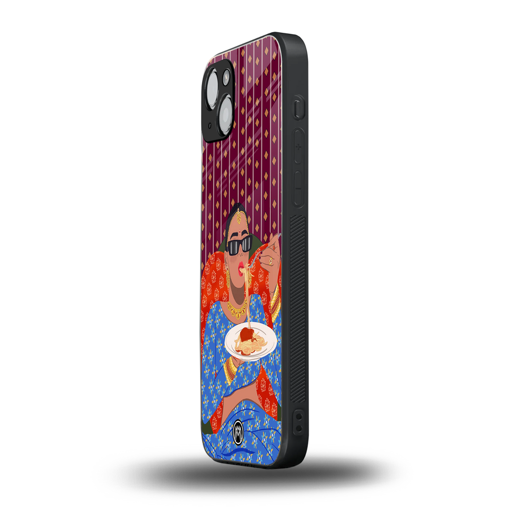 foodie queen back phone cover | glass case for iphone 15 plus