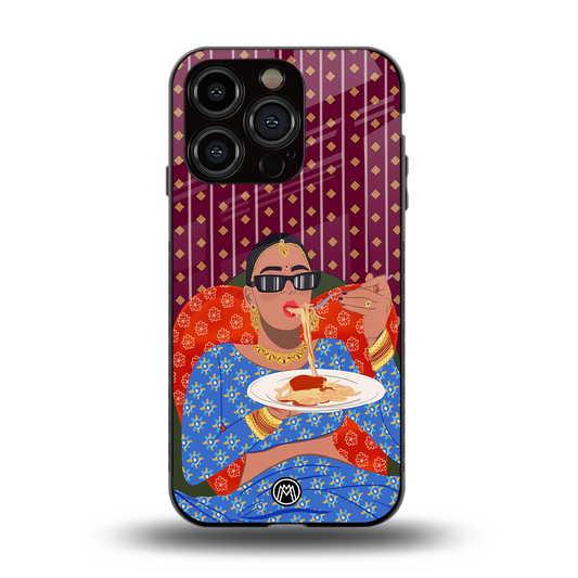 foodie queen back phone cover | glass case for iphone 15 pro