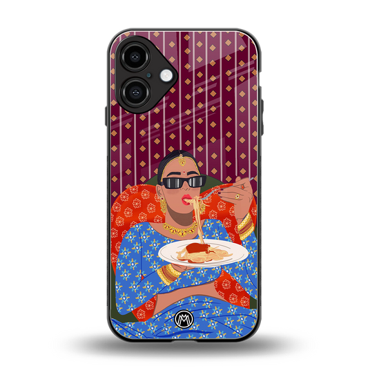 foodie queen back phone cover | glass case for iphone 16 plus