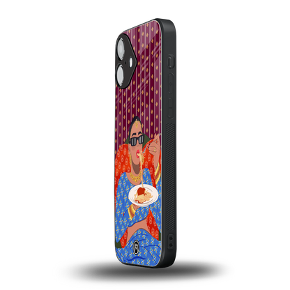 foodie queen back phone cover | glass case for iphone 16 plus