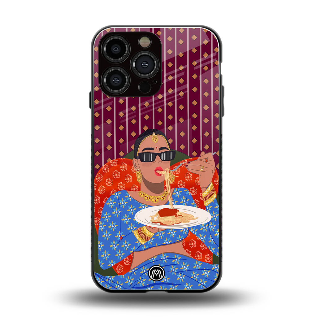 foodie queen back phone cover | glass case for iphone 16 pro max