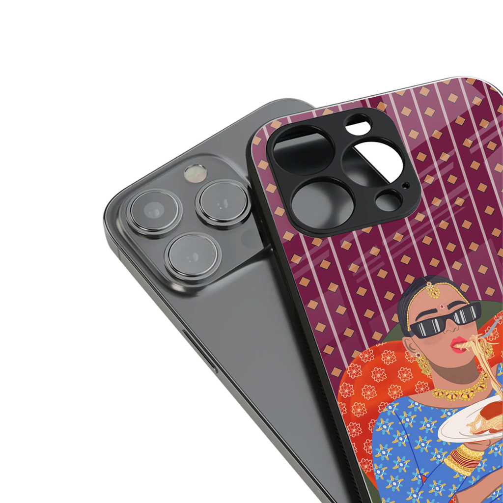 foodie queen back phone cover | glass case for iphone 15