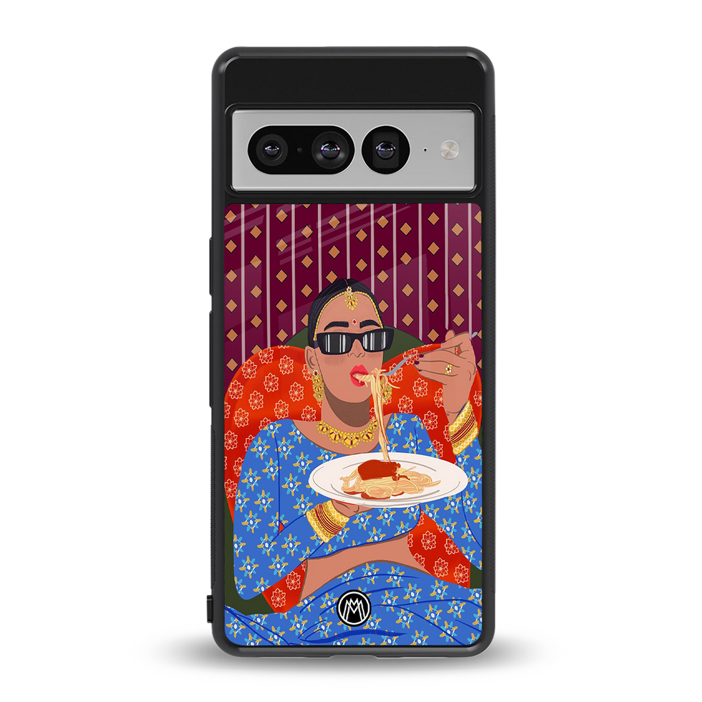 foodie queen back phone cover | glass case for google pixel 7 pro