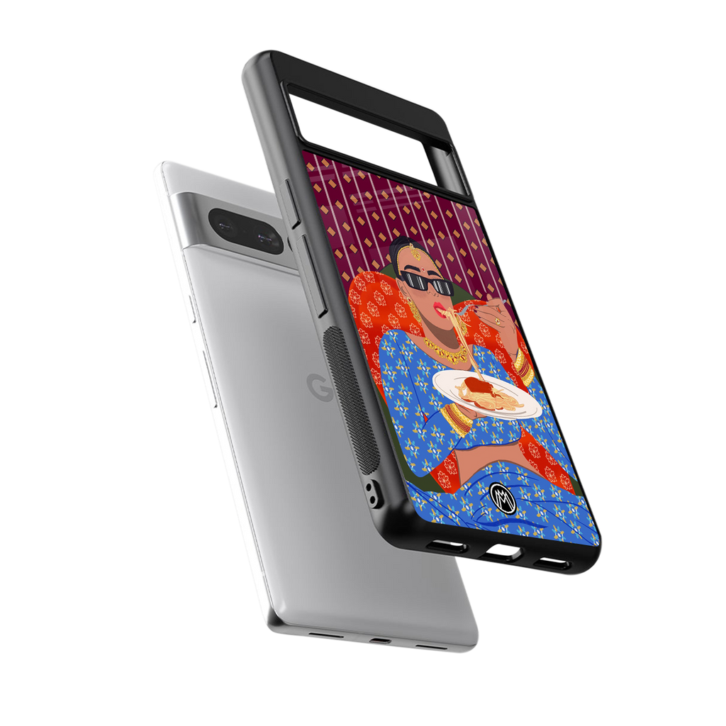foodie queen back phone cover | glass case for google pixel 7 pro