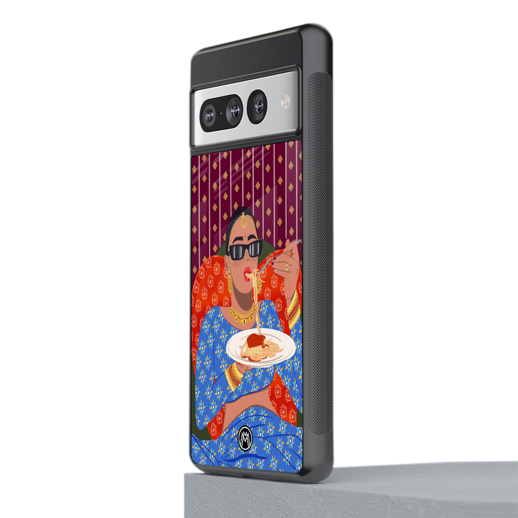 foodie queen back phone cover | glass case for google pixel 7 pro