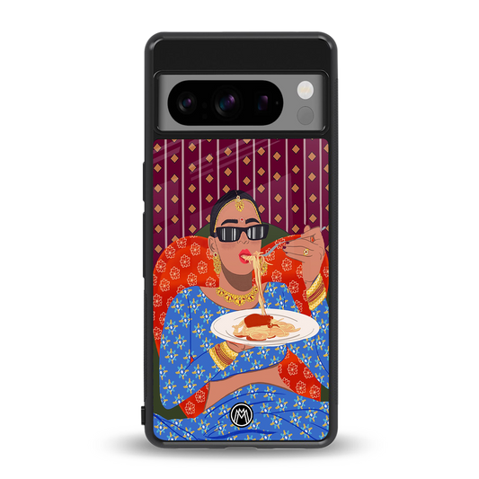 foodie queen back phone cover | glass case for google pixel 8 pro