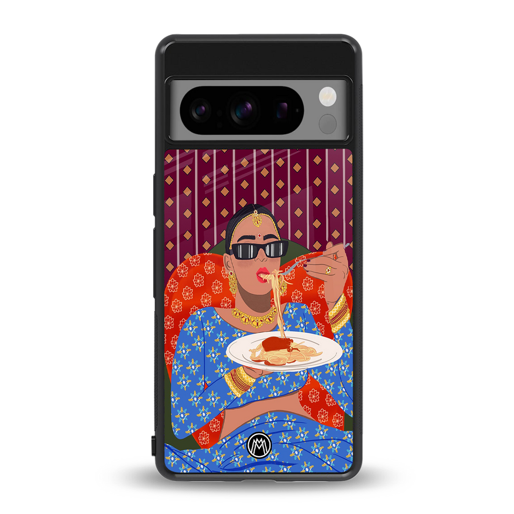 foodie queen back phone cover | glass case for google pixel 8 pro