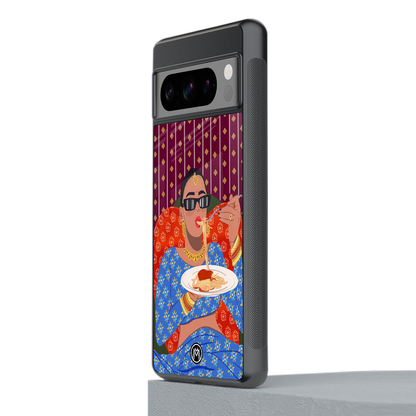 foodie queen back phone cover | glass case for google pixel 8 pro