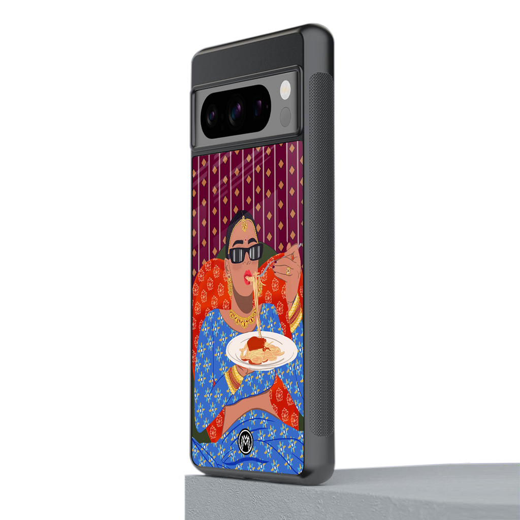 foodie queen back phone cover | glass case for google pixel 8 pro