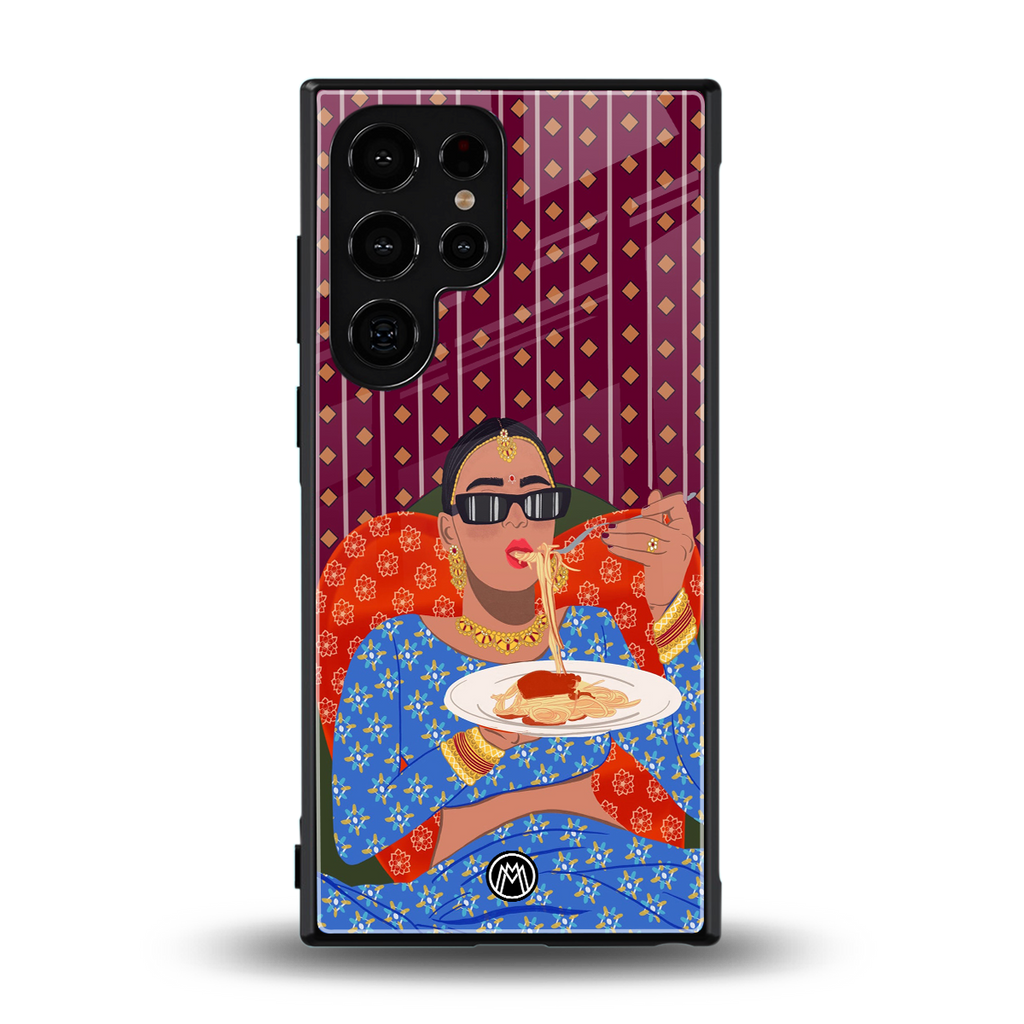 foodie queen back phone cover | glass case for samsung galaxy s23 ultra