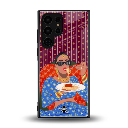 foodie queen back phone cover | glass case for samsung galaxy s23 ultra